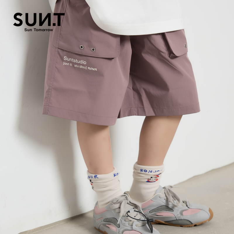 suntomorrow儿童裤子童装短裤夏季宽松工装裤潮流男童七分休闲裤