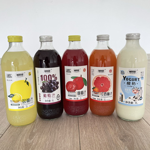 柚知道双柚汁整箱1升*6瓶 杨梅葡萄西柚汁果汁饮料玻璃瓶酒席饭店