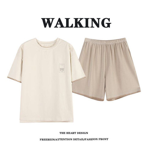 纯棉短袖短裤睡衣家居服情侣