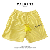 WALKING 女男宽松 衩松紧家居睡裤 夜光伸缩小鸡休闲短裤 吱吱叫夏裤