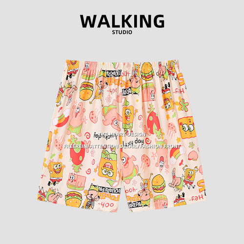 海绵宝宝睡裤女夏季遛弯短裤