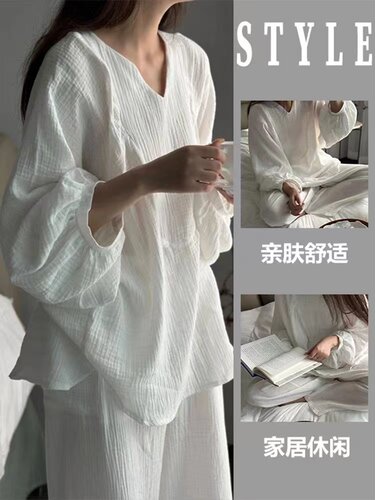 韩系慵懒风纯棉睡衣女春秋款