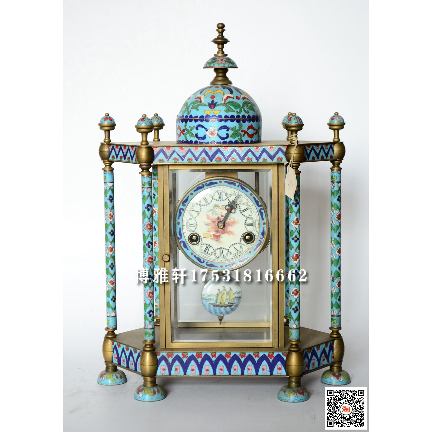 古典钟纯铜景泰蓝四明钟三五报时座钟仿故宫古董会所办公室摆件钟