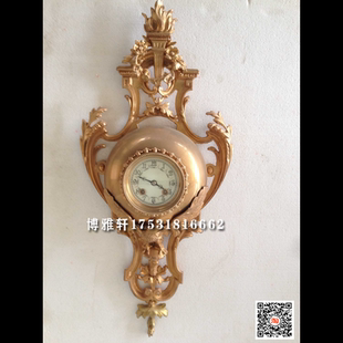 挂钟复古纯铜游丝摆轮机芯古典家居客厅仿古摆件壁挂钟仿古董吊钟