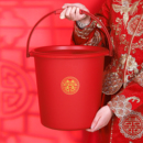 结婚喜桶新桶塑料桶家用红色水桶女方陪嫁婚庆用品大全新婚桶米桶