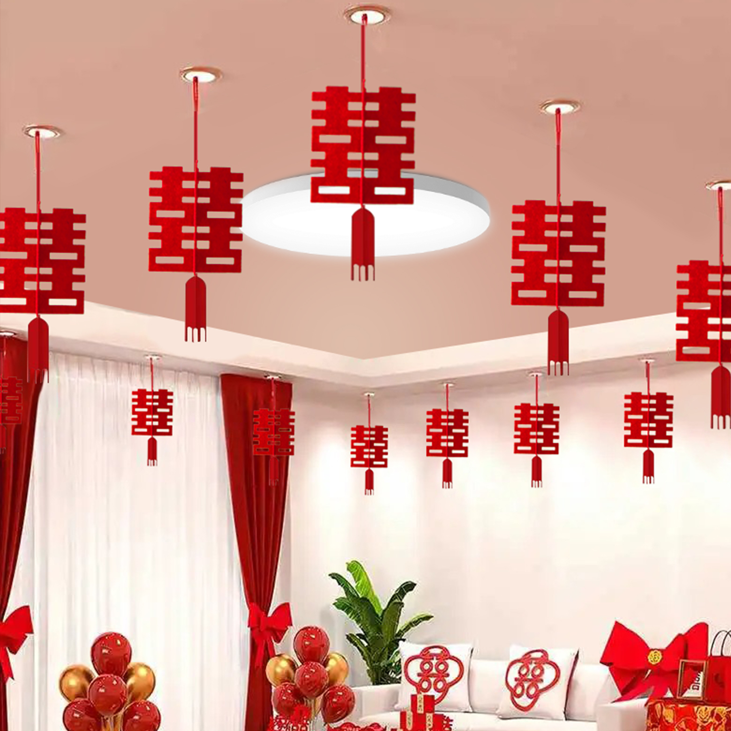 2025新款喜字红色灯笼家居装饰