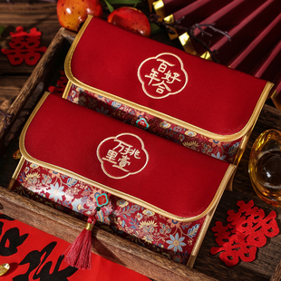 结婚专用高档万元红包一对大号布艺婚礼父母改口费喜字包袋利是封
