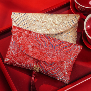 国潮改口红包结婚专用一对大号万元布艺利是封敬茶父母高档封包