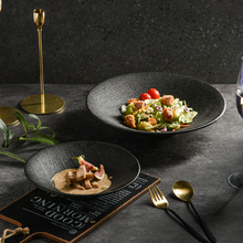 陶瓷意面盘子大号创意沙拉盘法餐黑色意式摆盘刺身高级感酒店餐具