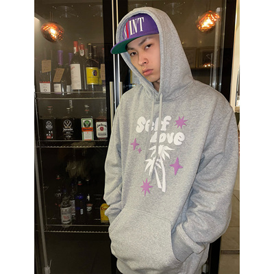 dtx发泡印花宽松连帽卫衣