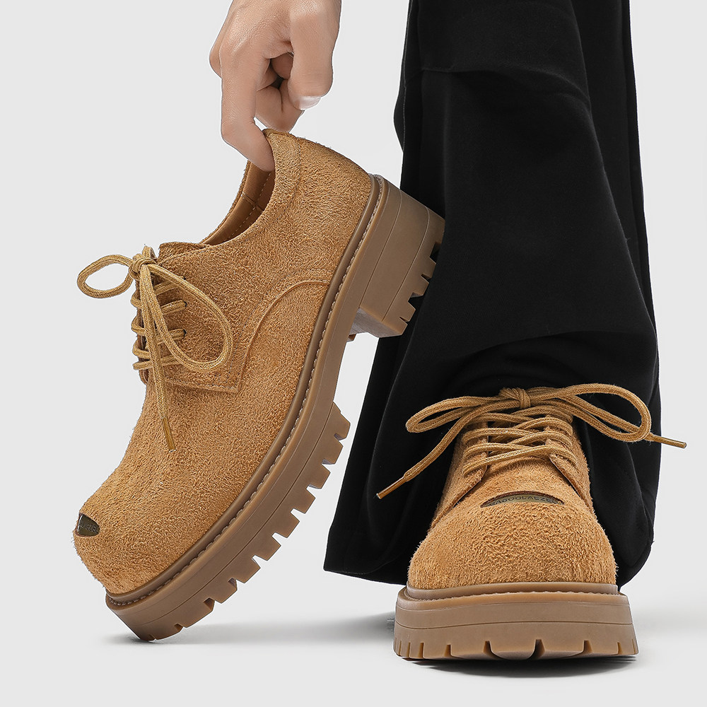 猫七寻工装鞋男2025新款复古德比鞋高级感休闲大头皮鞋厚底马丁靴