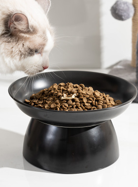 猫碗陶瓷黑色狗狗水碗斜口碗宠物碗防打翻猫咪食盆狗粮盆宠物用品
