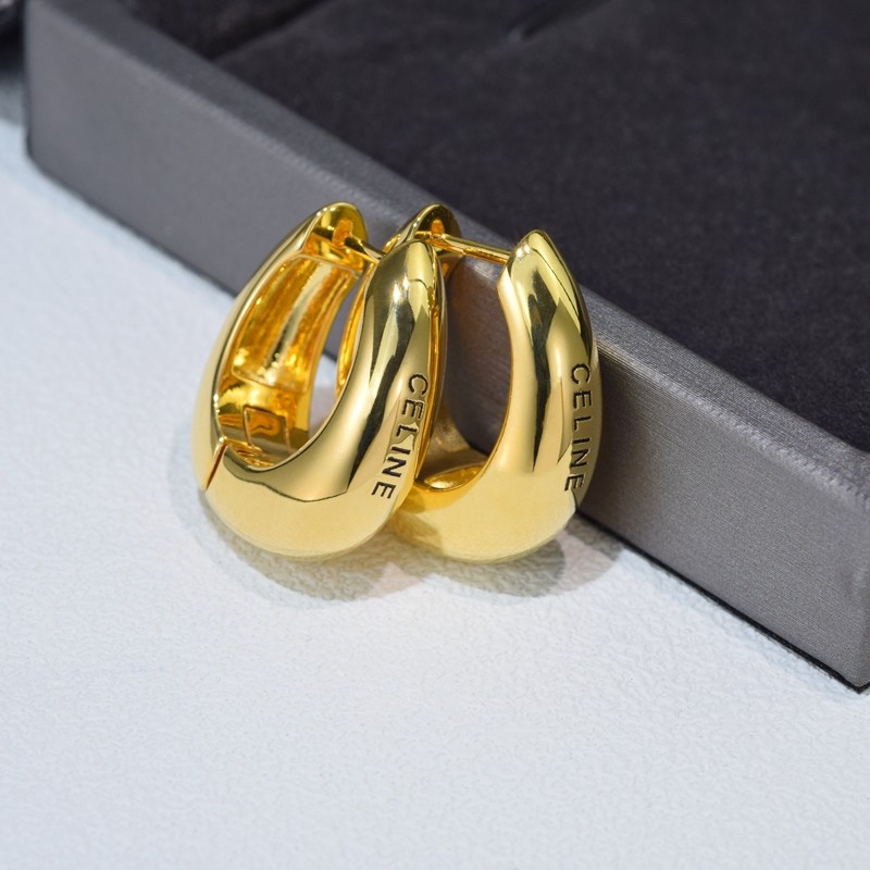 欧美CELI法式复古金属耳环女小众设计感高级轻奢简约金色耳扣耳饰