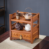 桌面博古架茶具茶杯收纳层架紫砂壶置物架茶桌实木茶架茶壶展示架