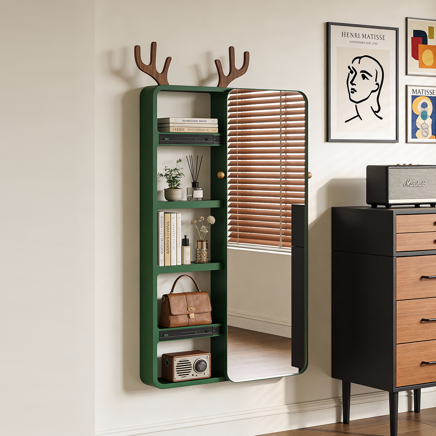 复古穿衣镜家用客厅入户玄关客厅卧室轻奢壁挂镜设计师新款全身镜