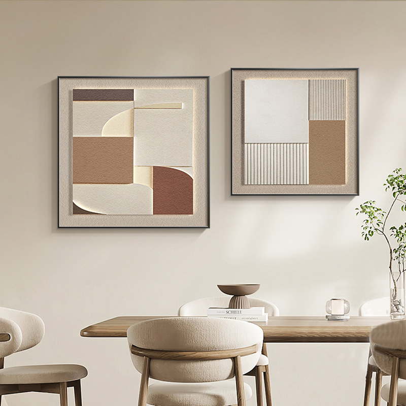 错接现代简约几何餐厅装饰画抽象饭厅餐桌背景墙挂画正方形客厅画图片