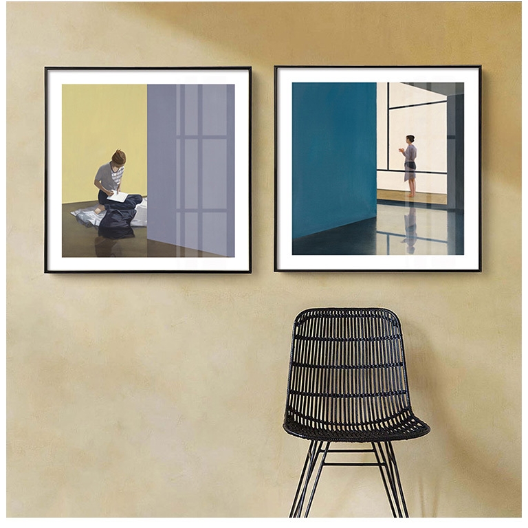 简约油画小众艺术样板工作室会展人物走廊晶瓷装饰画客厅沙发挂画图片