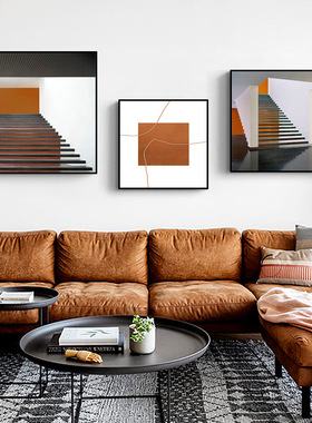 格局 现代抽象风格客厅装饰画橙色白色空间壁画走廊玄关过道挂画