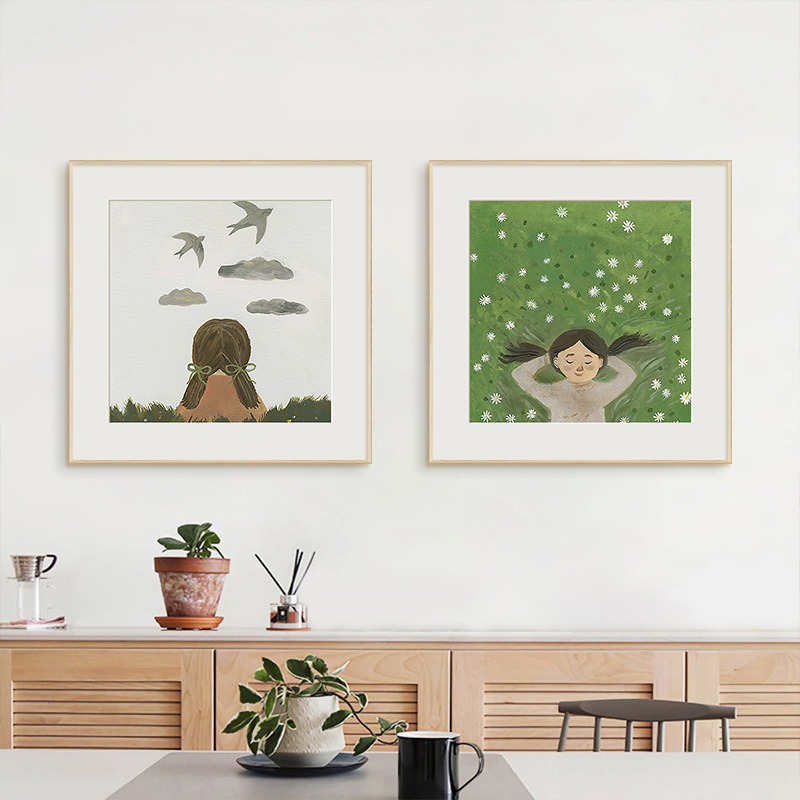 北欧现代装饰画原木风客厅沙发壁画酒店房间挂画餐厅卧室背景画图片