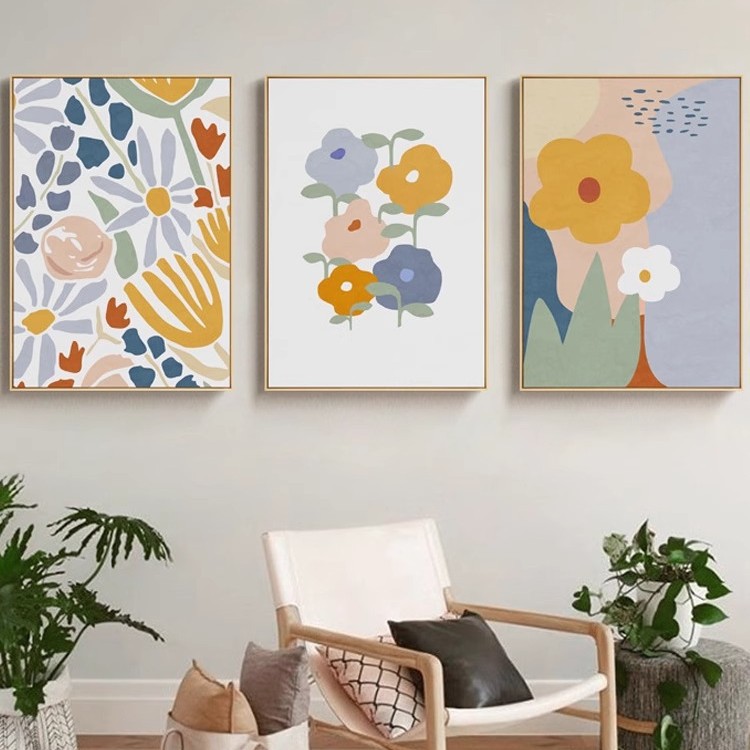现代简约客厅沙发背景装饰画抽象植物花卉玄关走廊儿童房装饰挂画图片
