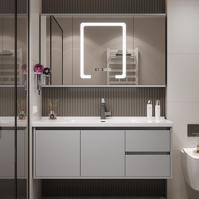 蜂窝铝73/83/93/103/113CM风水镜浴室柜陶瓷一体盆洗漱台洗脸盆