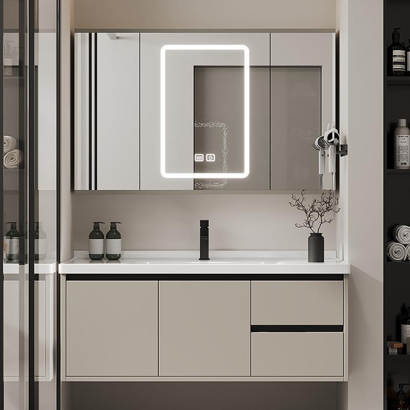 美中式蜂窝铝63/73/83/93/103/113CM卫生间陶瓷一体盆浴室柜组合