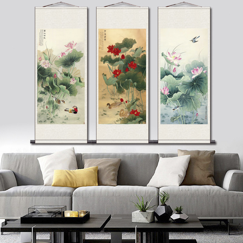 名家花鸟画丝绸画绢画玉兰花牡丹图高清微喷水墨画宣纸画仿古挂画