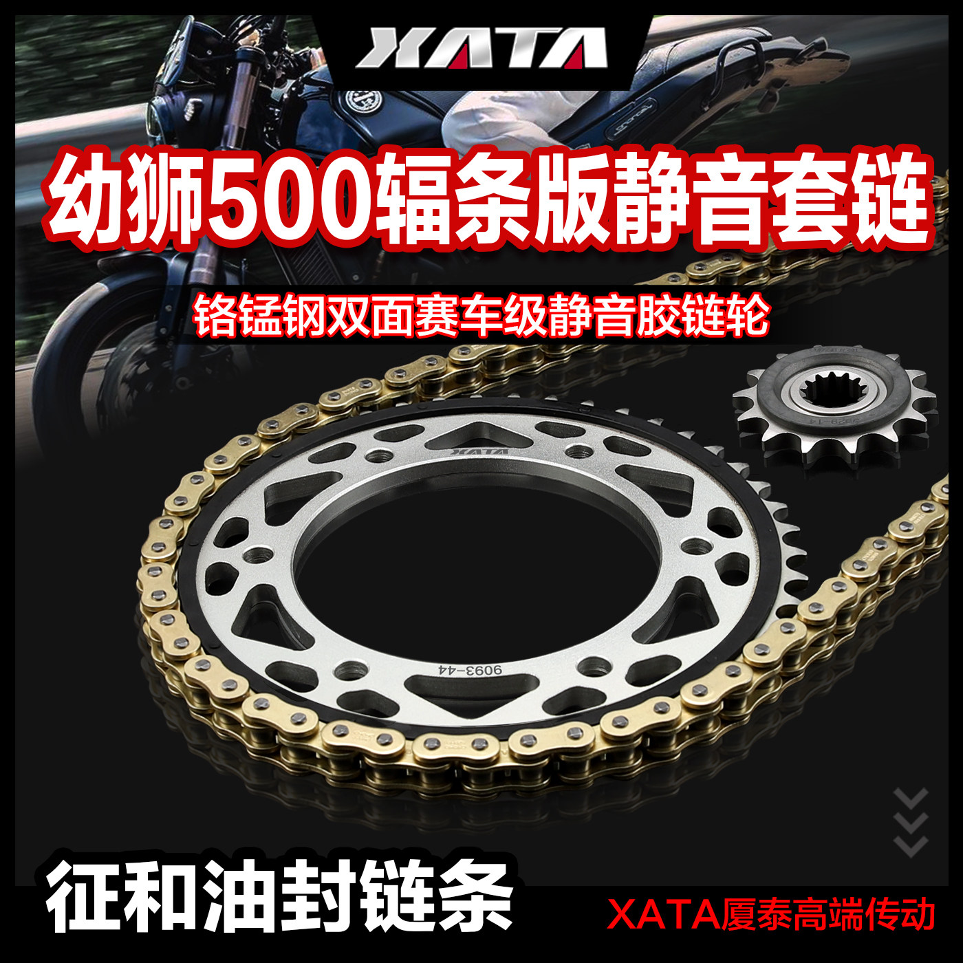 XATA厦泰静音链盘齿轮 贝纳利幼狮500 辐条轮版征和正品油封链条