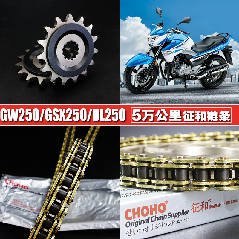 GW250 GSX250R DL250大小飞链轮齿轮后牙盘征和静音油封链条套链 摩托车/装备/配件 链条 原图主图