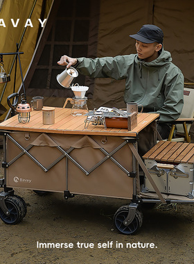 bavay北欢露营车户外大容量野炊手推车儿童可躺营地车摆摊野餐S02