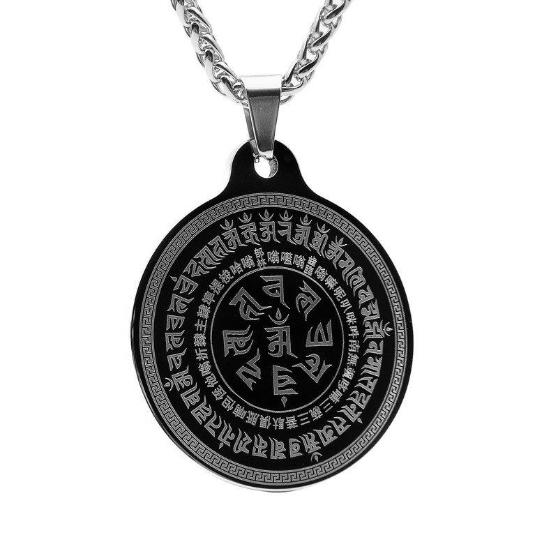 钨金吊坠 准提咒轮挂件准提佛母 准提神咒l挂坠男 六字真言长项链