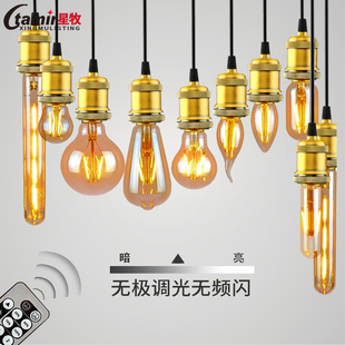 可调光爱迪生E27E14螺口室外室内照明复古风无极钨丝暖黄led灯泡