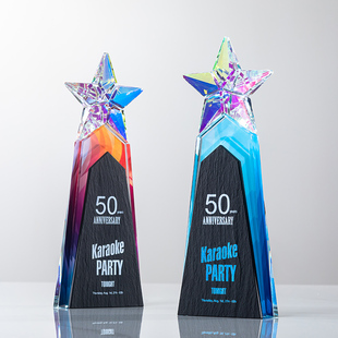 水晶奖杯定制创意大理石团队员工新星公司年会评比颁奖高档奖牌新