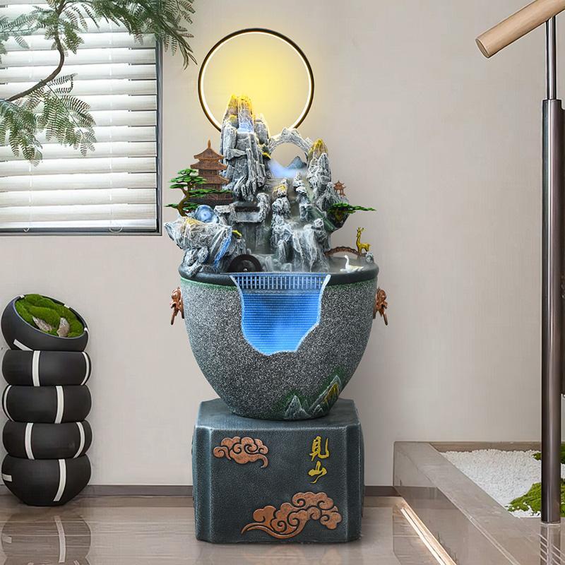 流水摆件客厅玄关屏风隔断现代轻奢高级感入户玄关装饰品乔迁新居