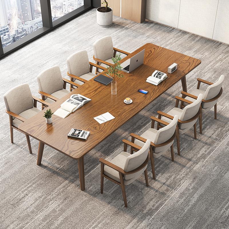 去客厅化大长书桌实木家用长条学习桌子现代简约原木大板会议桌椅