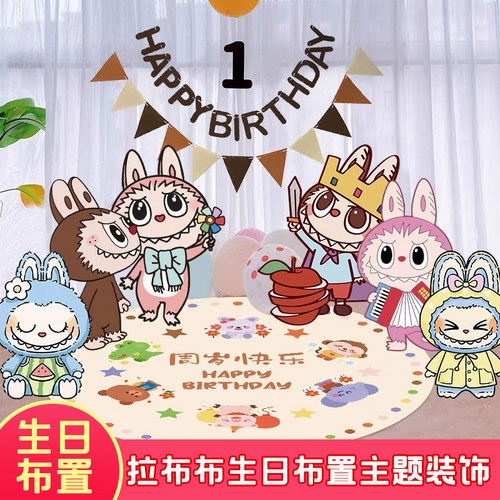 儿童生日布置labubu背景