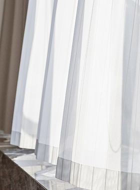 FUJU隐私窗纱日本新款透光不透人纯白纱窗帘简约客厅阳台卧室纱帘