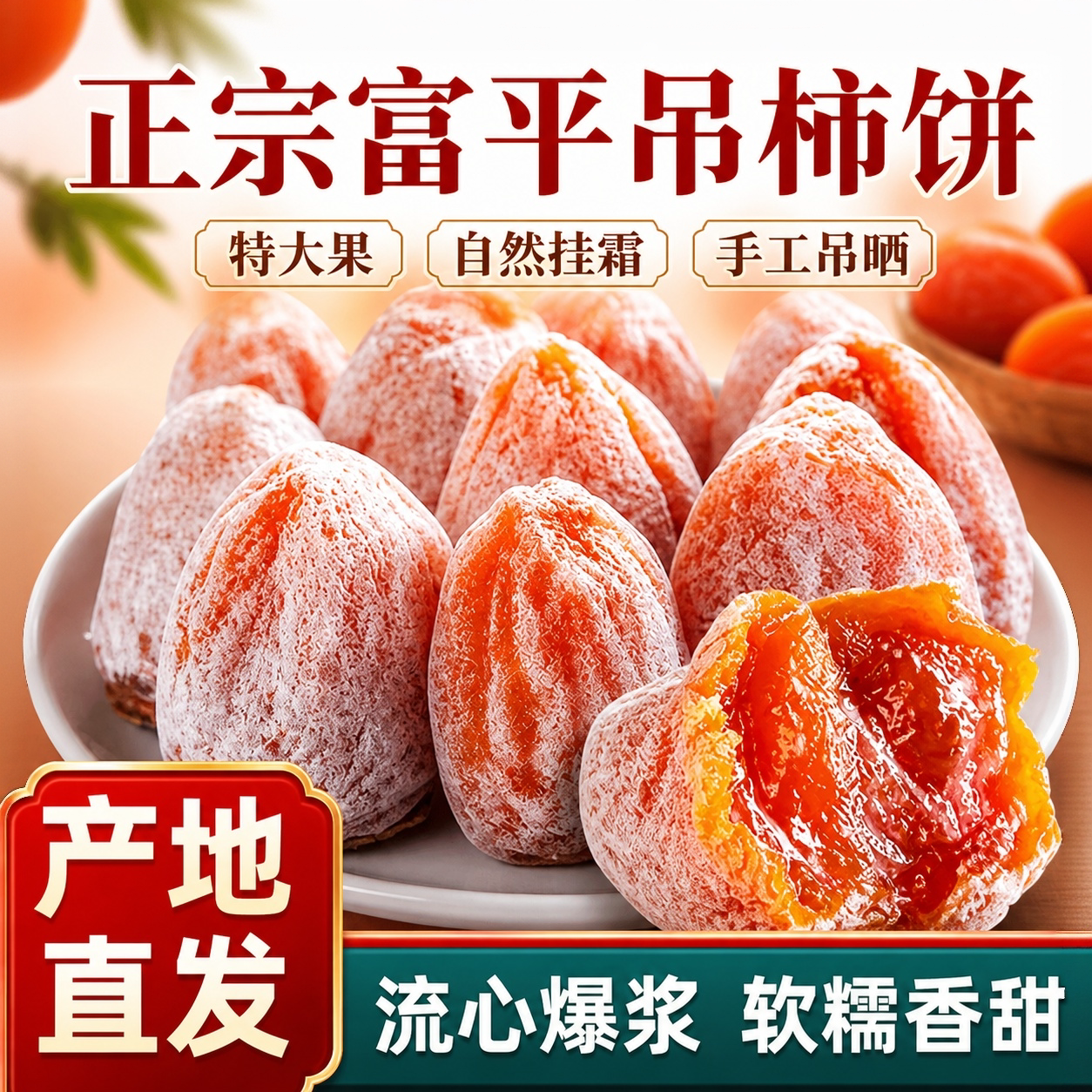 正宗陕西富平吊柿饼流心霜降独立包装特级农家果干各地好吃的特产