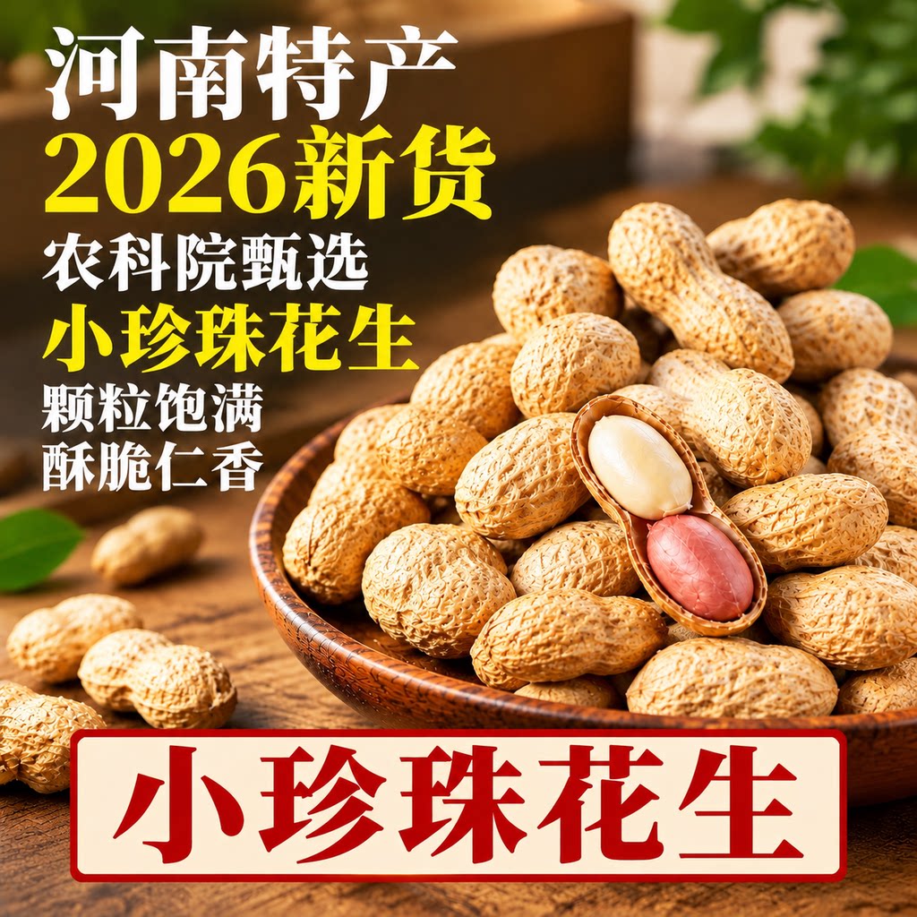 河南特产柴火炒花生小珍珠农家铁锅现炒原味带壳零食休闲小吃食品