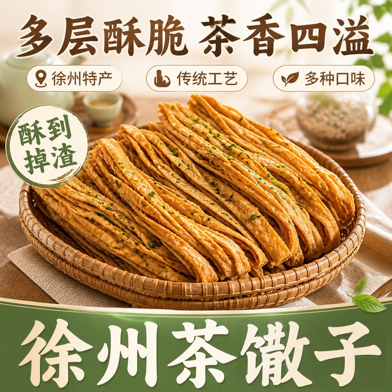 徐州特产茶馓子香葱味手工传统糕点茶点伴手礼零食休闲小吃食品