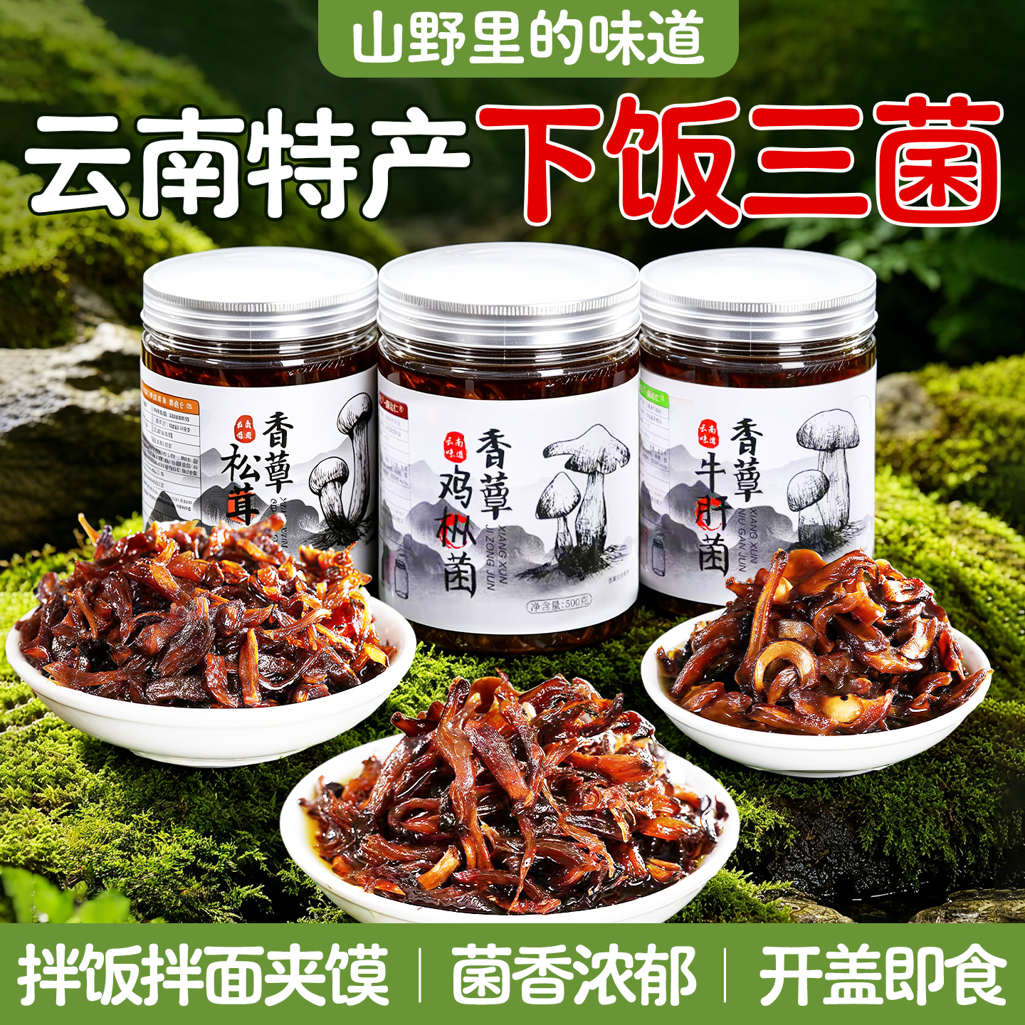 云南特产香蕈鸡枞菌牛肝菌松茸菌香辣香菇酱野味菌类干货土特产