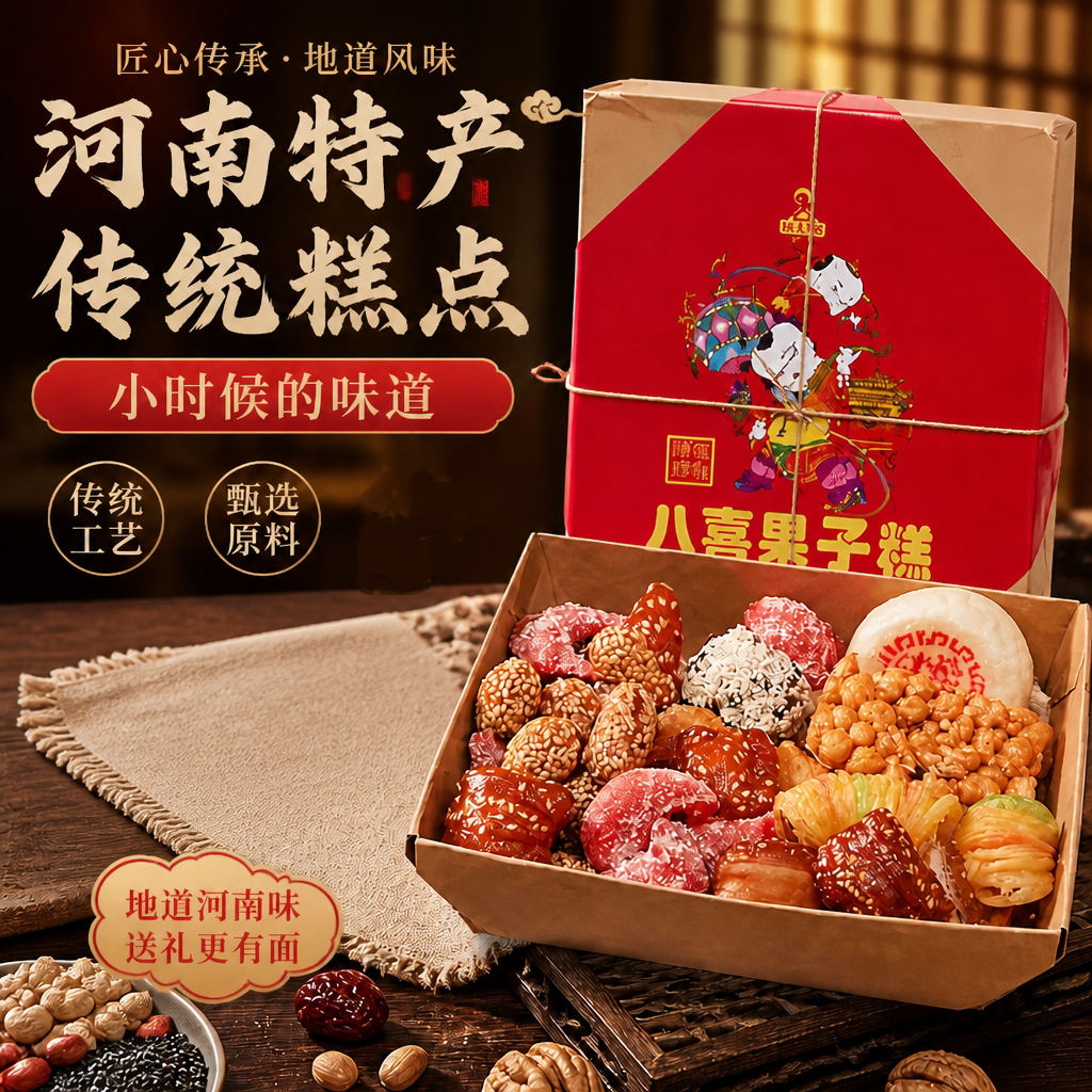 师大姐八喜果子糕河南特产老式点心糕点零食蜜三刀羊角蜜糕点盒装