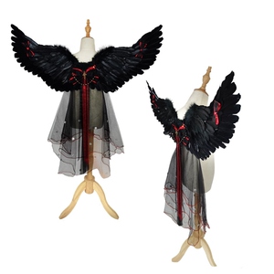 万圣节天使恶魔披纱羽毛翅膀道具舞会演出服披风公主背饰cosplay
