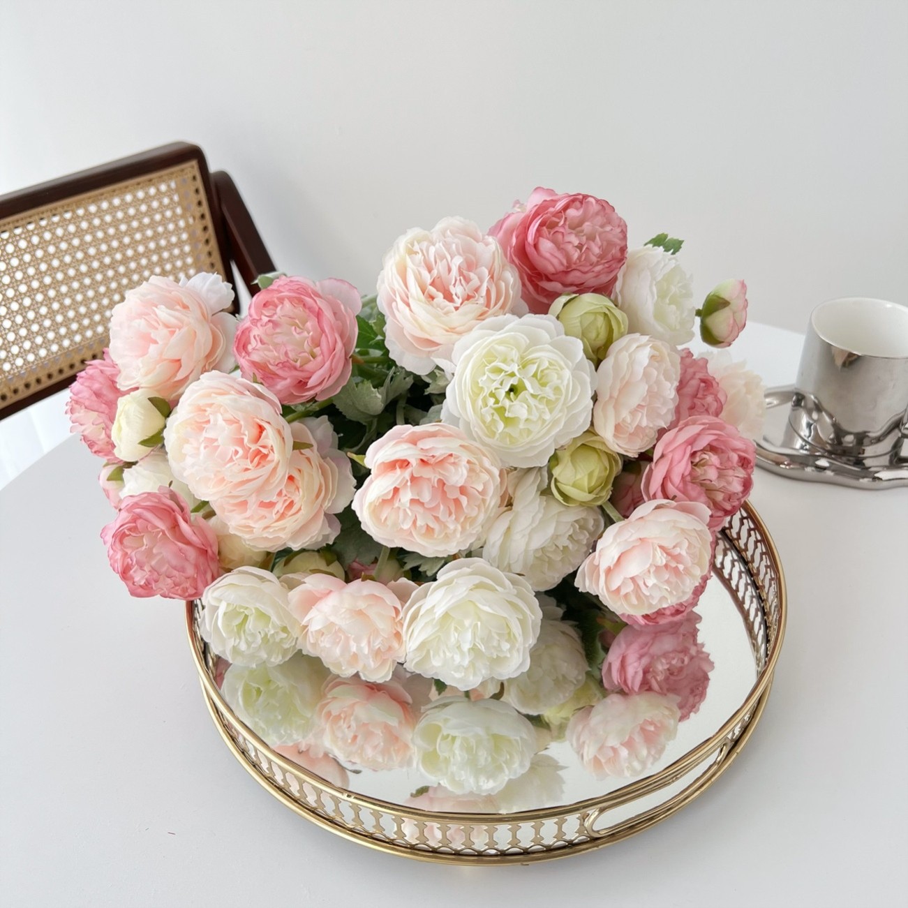 牡丹仿真花洋牡丹装饰花婚礼花墙布景落地摄影道具紫色客厅茶几