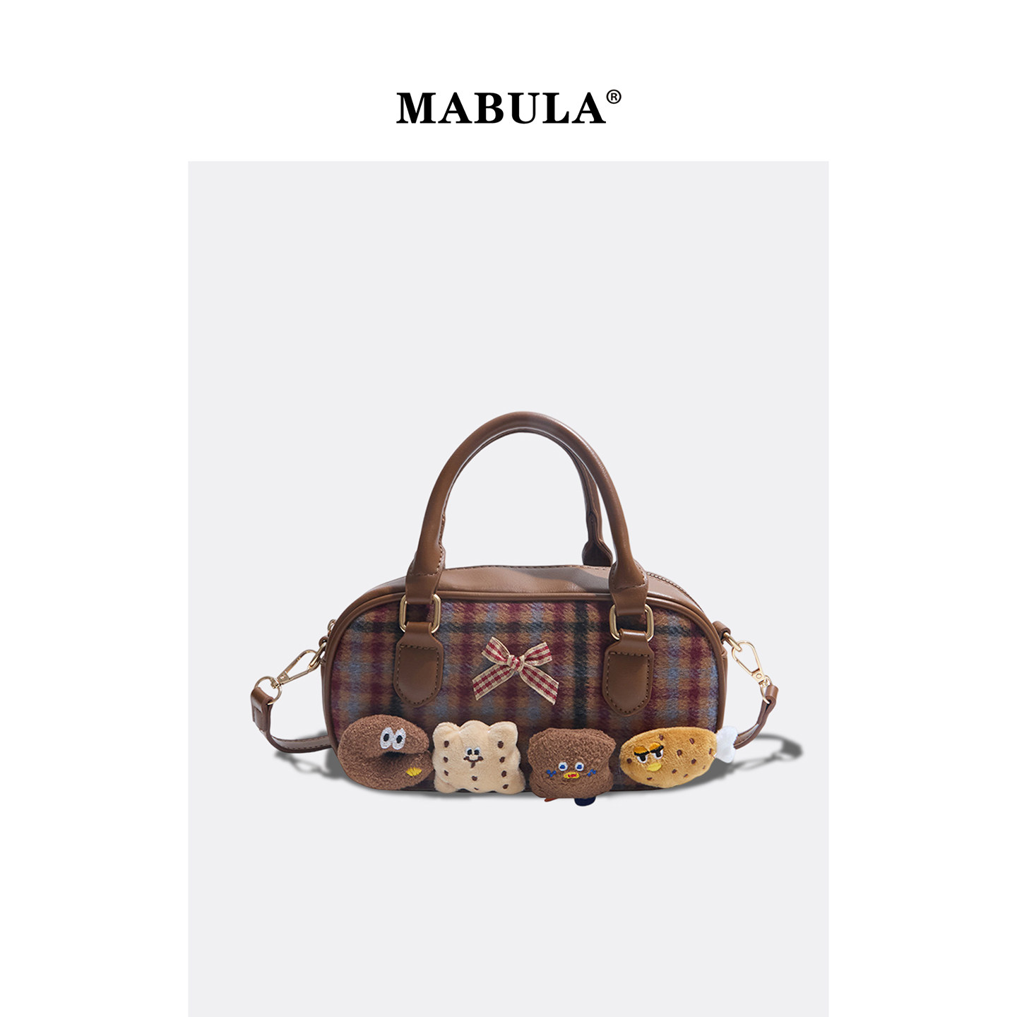 MABULA韩国可爱卡通饼干波士顿包女2026春季复古手提包小众斜挎包,箱包皮具/热销女包/男包,波士顿包,淘宝优惠券,粉丝福利购,淘宝优惠卷
