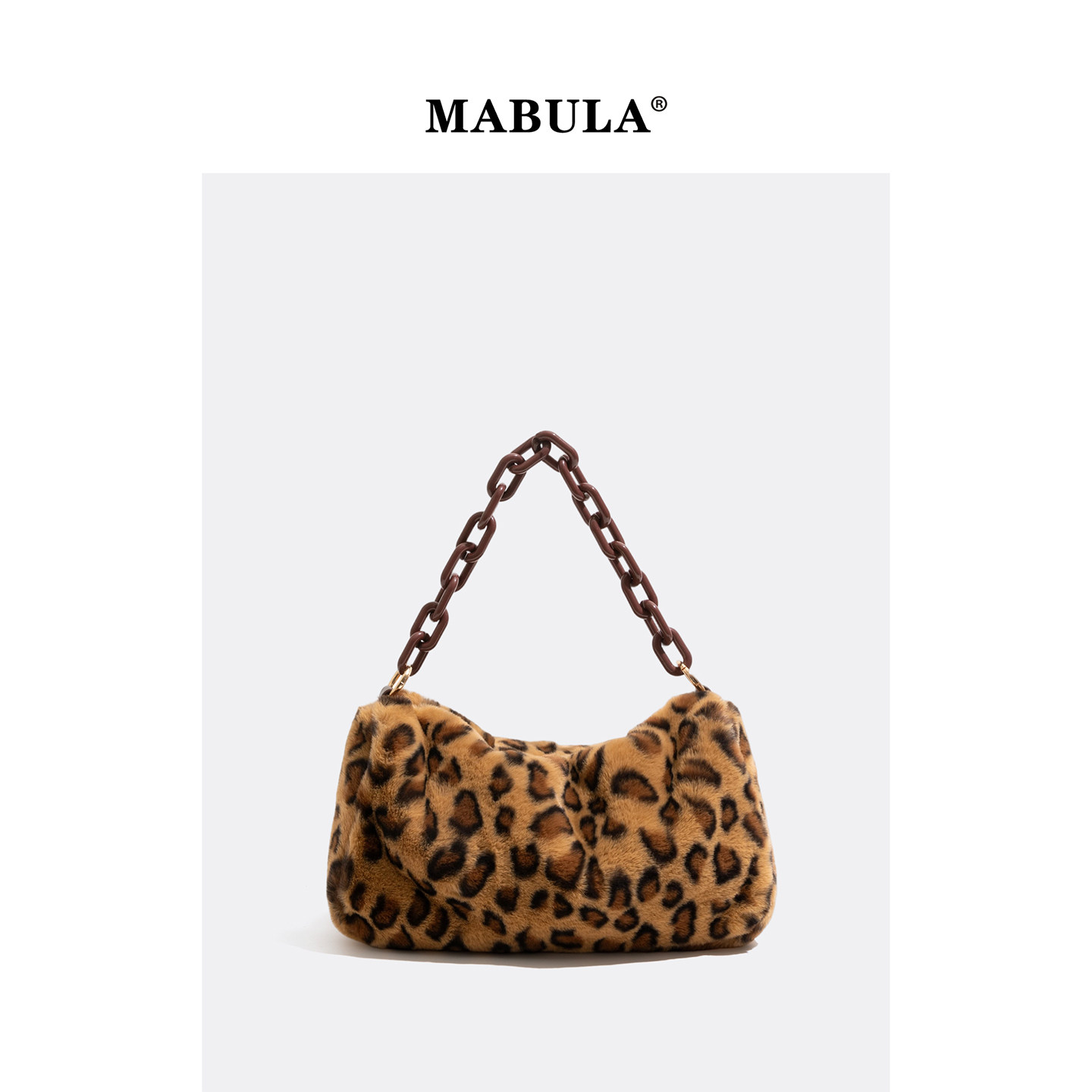 MABULA时尚ins豹纹腋下包女2025秋冬简约亚克力链条大容量单肩包,箱包皮具/热销女包/男包,腋下包,淘宝优惠券,粉丝福利购,淘宝优惠卷