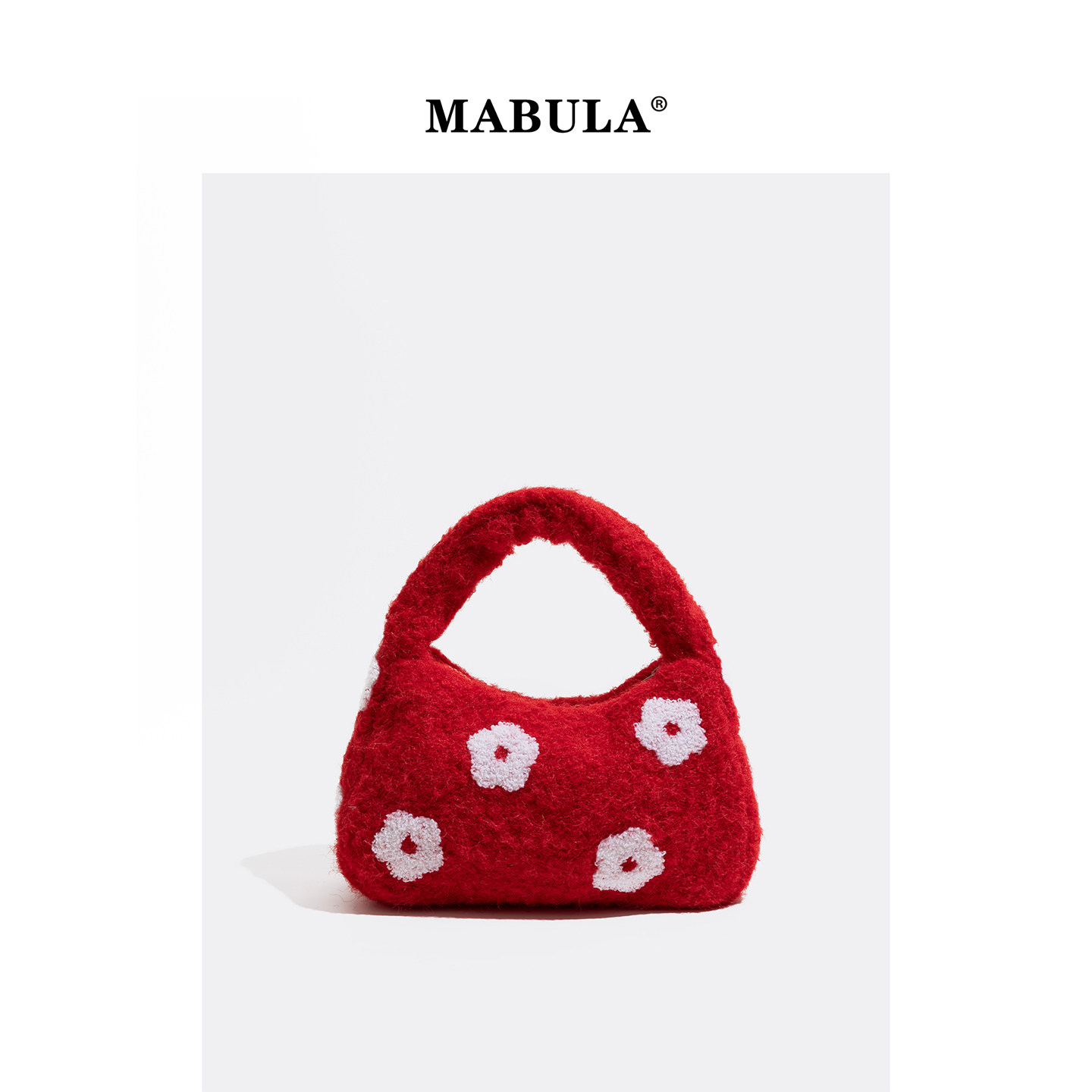 MABULA韩系毛呢花朵毛绒手提包女2025秋冬小众软糯毛绒单肩包,箱包皮具/热销女包/男包,单肩包,淘宝优惠券,粉丝福利购,淘宝优惠卷