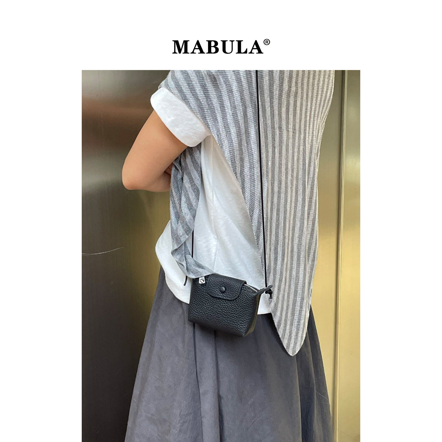 MABULA真皮迷你耳机包女2026春季休闲收纳包简约斜挎包便携小包包,箱包皮具/热销女包/男包,单肩包,淘宝优惠券,粉丝福利购,淘宝优惠卷