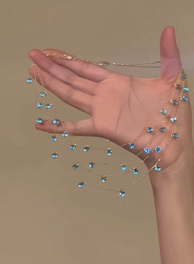 晚宴主角！满天星锆石流苏多层项链小众个性时尚锁骨链高级感项饰