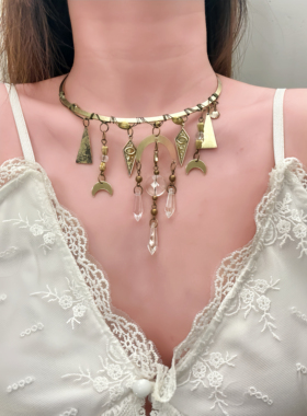 神明少女！复古金精致复古宫廷设计感锁骨链项链高级感不规则流苏